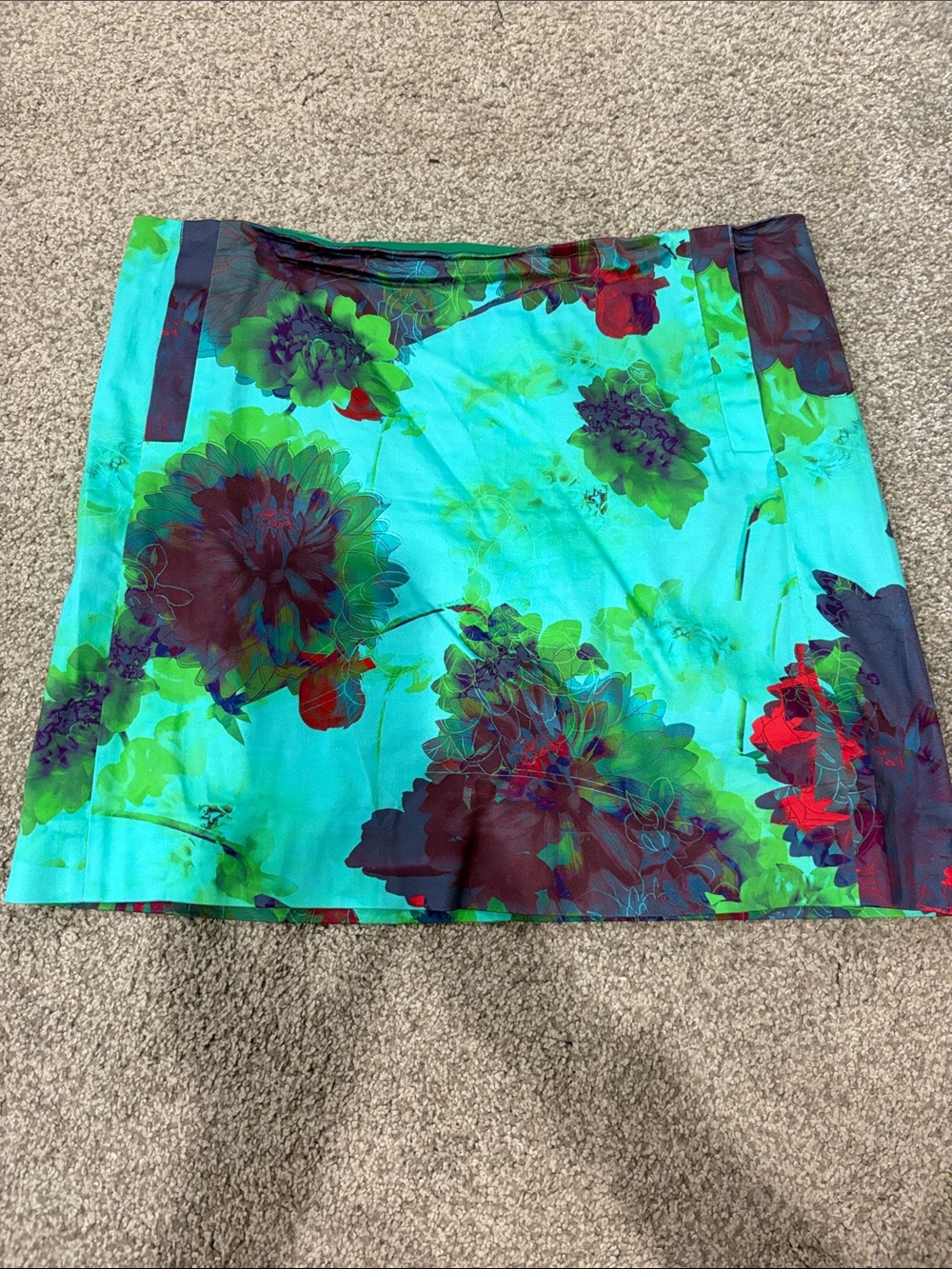 J. Crew Aqua Floral Mini Skirt
